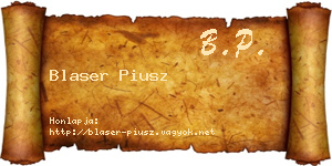 Blaser Piusz névjegykártya